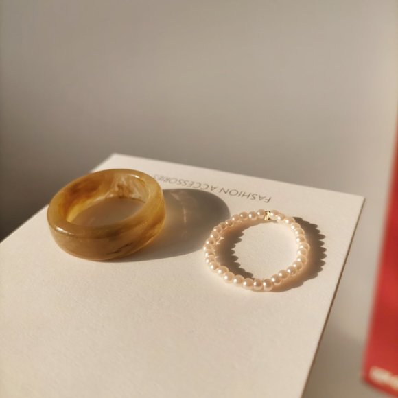 ❤️‍🔥𝕤𝕒𝕝𝕖❤️‍🔥2xrings marble pearls set - Picture 13 of 13